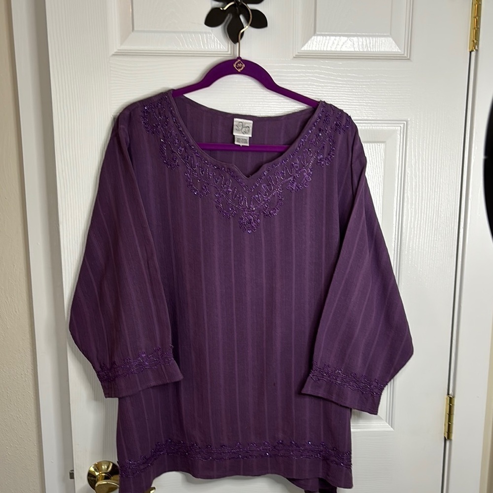 Fashion Bug Purple Sequined Women's Tunic Top 30/32W